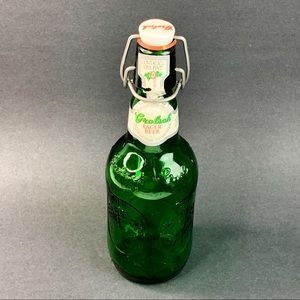 Vintage Grolsch Embossed Green Glass Bottle